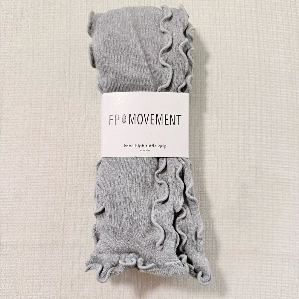 Free People Movement Gray Over The Knee Grip Socks